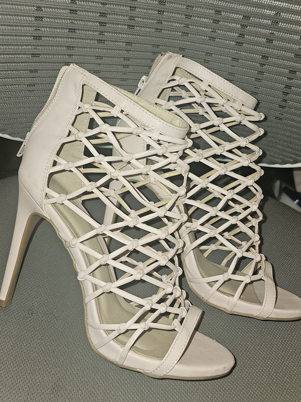 Women's Lace-Up Strappy High Heel Sandals in Blush Pink